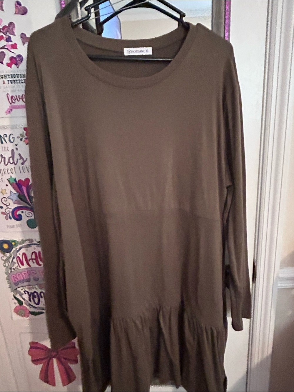 ZARA Olive Green Long Sleeve Peplum Tunic